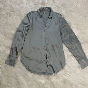 H&M Light Blue Satin Dress Shirt
